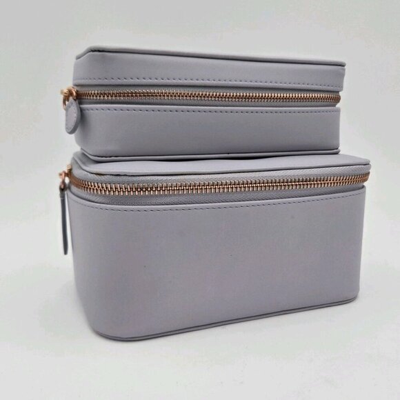 Rachel Zoe Travel Cases Makeup Case Jewelry Case Purple Gold EUC Set Of Two Zip - Picture 1 of 9